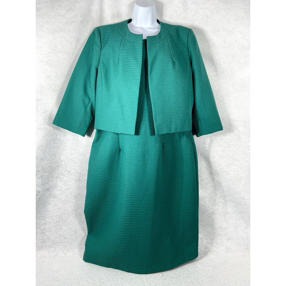 Danillo 2PC Dress Suit Women's 16 Green Blazer Open Long Sleeve Quilted New